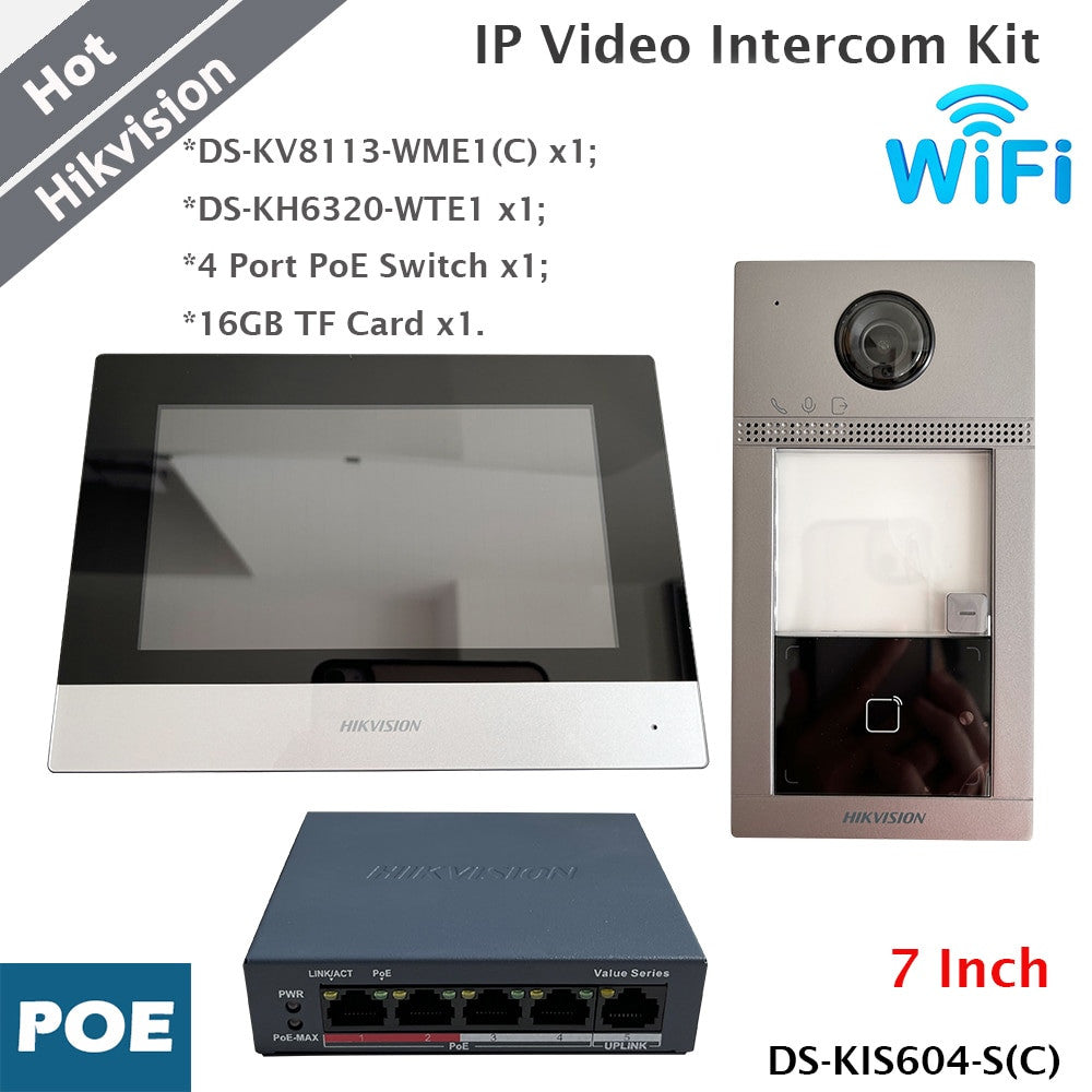 Hikvision Wifi IP Video Intercom Kit 7 Inch Monitor DS-KIS604-S(C)