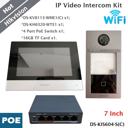 Hikvision Wifi IP Video Intercom Kit 7 Inch Monitor DS-KIS604-S(C)