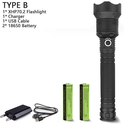 250000cd 1000m XHP90.2 most powerful led flashlight usb Zoom Tactical torch